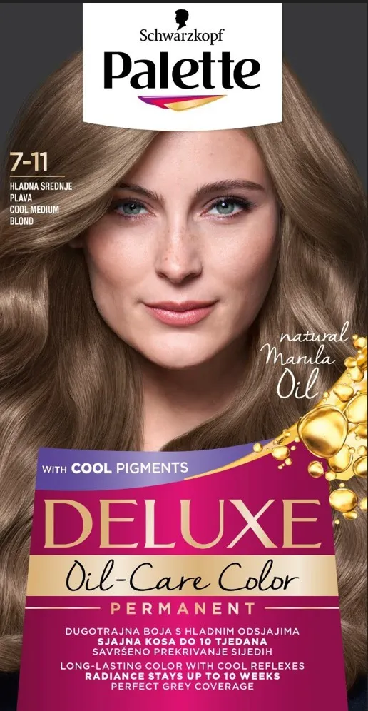 Schwarzkopf Palette barva na vlasy - Deluxe - 7-11 Cool Medium Blond