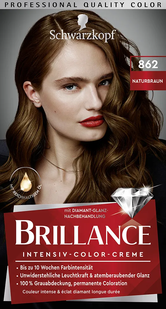 Schwarzkopf Brillance barva na vlasy - Intensive Color Cream - 862 Natural Brown