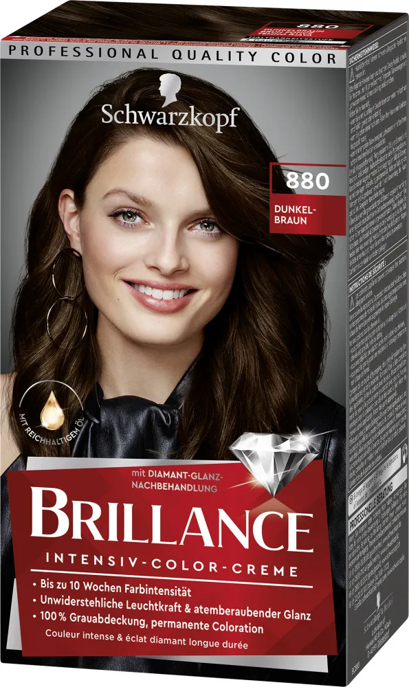 Schwarzkopf Brillance barva na vlasy - Intensive Color Cream - 880 Dark Brown