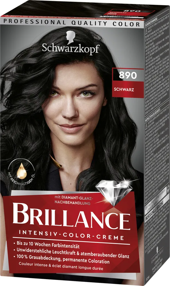 Schwarzkopf Brillance barva na vlasy - Intensive Color Cream - 890 Black