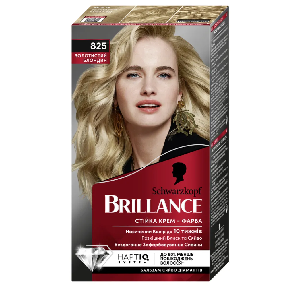 Schwarzkopf Brillance barva na vlasy - Intensive Color Cream - 825 Beige Blond