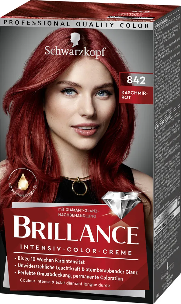 Schwarzkopf Brillance barva na vlasy - Intensive Color Cream - 842 Cashmere Red