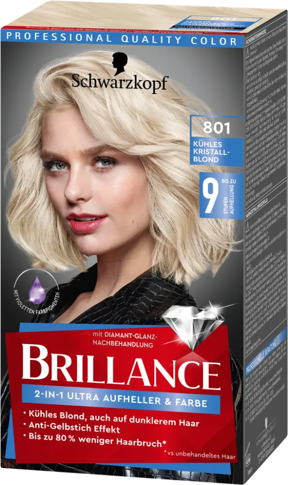 Schwarzkopf Brillance barva na vlasy - 2in1 Lighter & Color - 801 Diamond Blond