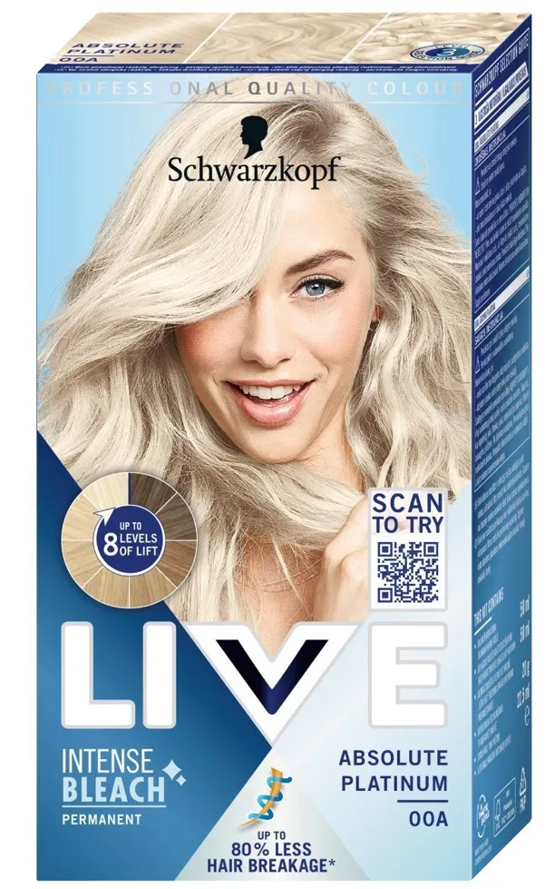 Schwarzkopf barva na vlasy - Live intense Bleach - 00A Absolute Platinum