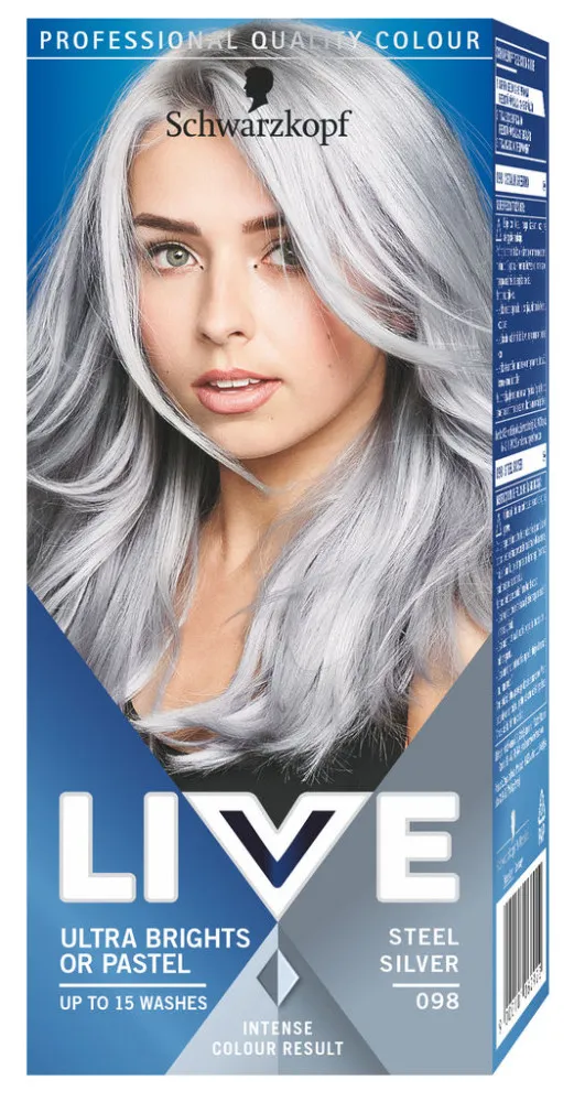 Schwarzkopf barva vlasy - Live Ultra Brights Or Pastel - 98 Steel Silver